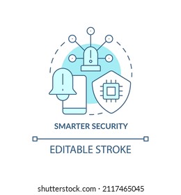 Smarter security turquoise concept icon. Monitoring service for seniors safety abstract idea thin line illustration. Isolated outline drawing. Editable stroke. Arial, Myriad Pro-Bold fonts used