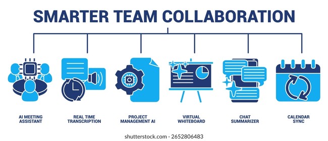 Smarter Team Collaboration icon banner for infographic Dualtone style.