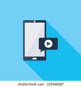 Smartfon flat icon. Modern flat icons with long shadow effect in stylish colors. Icons for Web and Mobile Application. EPS 10.