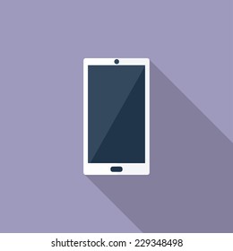 Smartfon flat icon. Modern flat icons with long shadow effect in stylish colors. Icons for Web and Mobile Application. EPS 10.