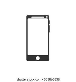 Smartfon icon flat. Illustration isolated on white background. Vector grey sign symbol