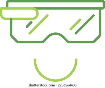 Smartglass technology icon with green duotone style. Computing, diagram, download, file, folder, graph, laptop . Vector illustration