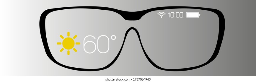 Smartglasses or smart glasses or AR glasses are wearable computer glasses. Front view. 