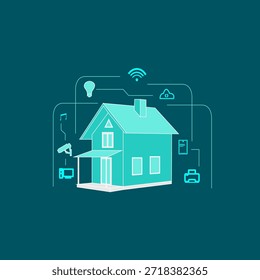 Projeto de conceito de dispositivo de operação de automação Smarthome. Ícone da tecnologia doméstica por comando de IA para dispositivo ou ferramentas. Ilustração vetorial.