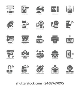 Smarthome icon pack for your website, mobile, presentation, and logo design. Smarthome icon glyph design. Vector graphics illustration and editable stroke.