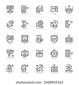Smarthome icon pack for your website, mobile, presentation, and logo design. Smarthome icon outline design. Vector graphics illustration and editable stroke.