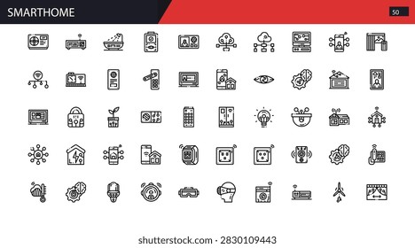 Smarthome Icon Set Vector Line Illustration Collection