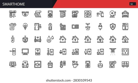 Smarthome Icon Set Vector Line Illustration Collection