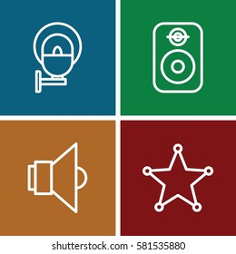 Smarthome Icons Set. Set Of 4 Smarthome Outline Icons Such As Street Lamp, Lamp, Speaker