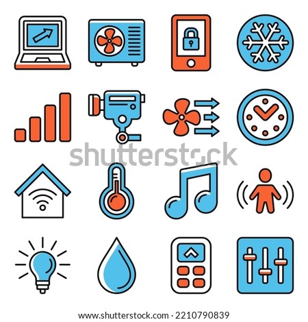 Smarthome Icons Set on White Background. Vector
