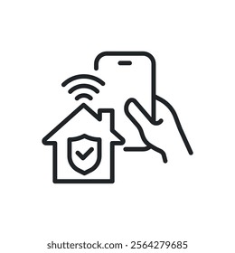 Smarthome thin line icons. Perfect pixel on transparent background