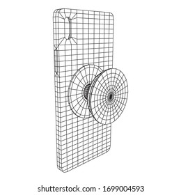 Smarthone Cellphone Pop Socket Holder. Wireframe low poly mesh vector illustration.