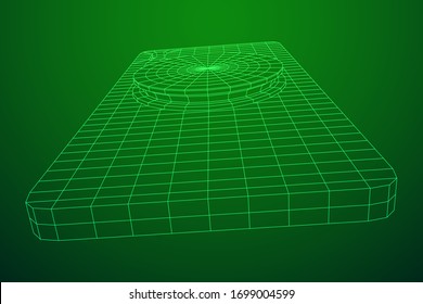 Smarthone Cellphone Pop Socket Holder. Wireframe low poly mesh vector illustration.