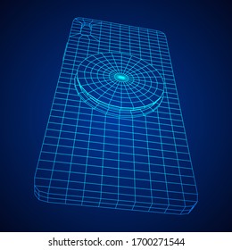 Smarthone Cellphone Pop Socket Holder. Wireframe low poly mesh vector illustration.