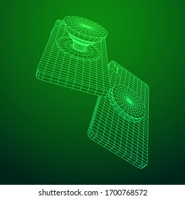 Smarthone Cellphone Pop Socket Holder. Wireframe low poly mesh vector illustration.