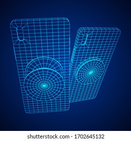 Smarthone Cellphone Pop Socket Holder. Wireframe low poly mesh vector illustration.