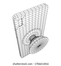 Smarthone Cellphone Pop Socket Holder. Wireframe low poly mesh vector illustration.