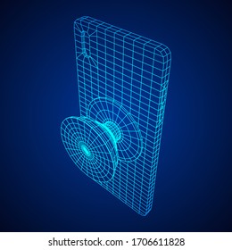 Smarthone Cellphone Pop Socket Holder. Wireframe low poly mesh vector illustration.