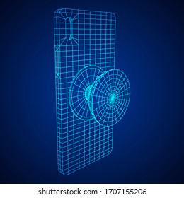 Smarthone Cellphone Pop Socket Holder. Wireframe low poly mesh vector illustration.