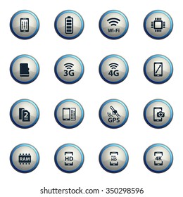 Smarthone specs chrome icons for web