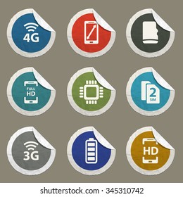 Smarthone specs sticker icons for web