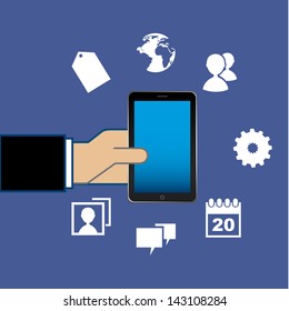 smarthphone design over blue background vector illustration