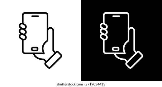 Smarthphone Icon Of Line Black And White Style