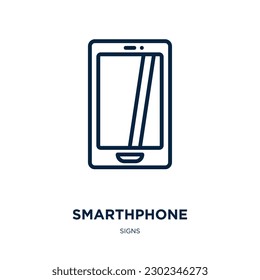 smarthphone icon from signs collection. Thin linear smarthphone, smartphone, smart outline icon isolated on white background. Line vector smarthphone sign, symbol for web and mobile