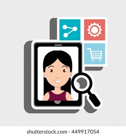 smarthphone and people isolated icon design, vector illustration  graphic 