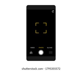 Pantalla de cámara Smarthpone. Enfoque. Grabación de video o foto en un teléfono móvil. Plantilla de vectores.