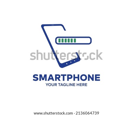 Smarthpone charging battery logo design. Charging phone vector design and illustration.