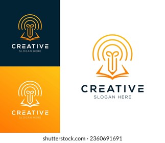 Smartpen, education, smartbook logo design vector illustration