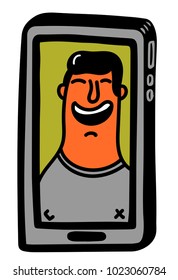 smartphne receiving a video call from a man