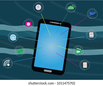 Smartphone with 10 communication and web app icons