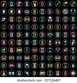 smartphone 100 icons universal set for web and mobile
