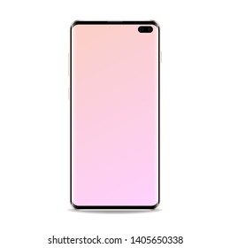 Smartphone 2019 mockup. Realistic smartphone isolate on white background. New smartphone with blank screen.