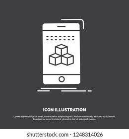 smartphone with 3d box cube. Product Icon. glyph vector symbol for UI and UX, website or mobile application