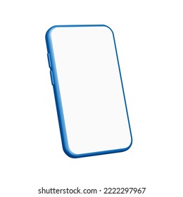 Smartphone 3d icon. template with white screen. Isolated object on transparent background