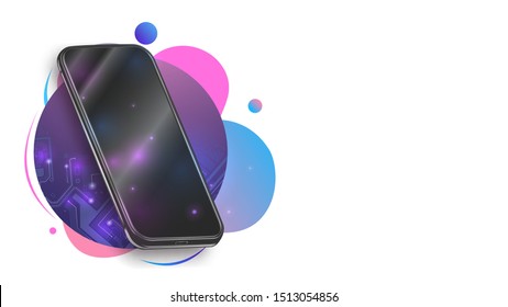 Smartphone 3d isometric illustration. Cell phone perspective view. Technological template for infographics or presentation UI design.
