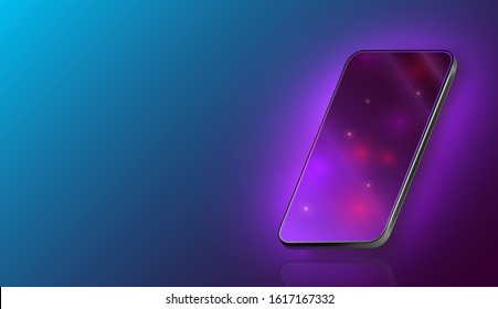 Smartphone 3d isometric illustration. Cell phone perspective view. Technological template for infographics or presentation UI design.