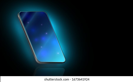 Smartphone 3d isometric illustration. Cell phone perspective view. Technological template for infographics or presentation UI design.