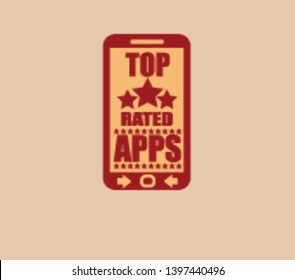 Smartphone 3d isometry flat design vector illustration. Ratied apps with five stars on mobile phone screen. Concept of app review, user feedback and advertisment.