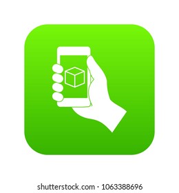 Smartphone with 3D model icon digital green for any design isolated on white vector illustration