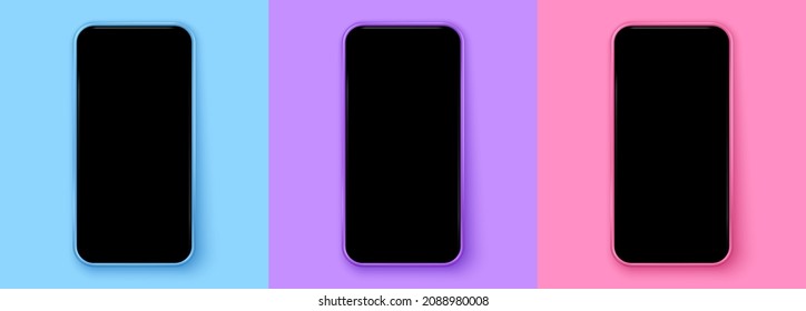 Ilustración vectorial 3d de Smartphone. Entretenimiento en línea para smartphone. Compras en línea, juegos móviles, aplicaciones, redes y medios sociales. Colores pastel de moda.