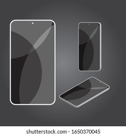 Smartphone 3d vector isometric with empty screen editable. Mobile phone with isometric perspective angle. Flat smartphone device for presentation UI and , template website.Telephone frame. 