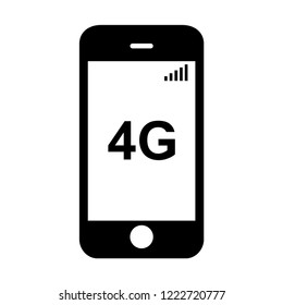 Smartphone with 4G sign icon. vector