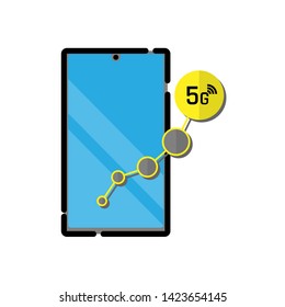 Smartphone 5g Network timeline flat vector design isolated on white background. 