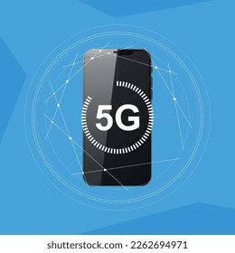 Smartphone and 5G network wireless concept vector illustration.