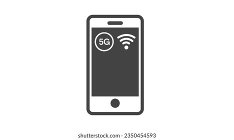 Smartphone mit 5G und Wifi-Schildern. Vektorgrafik einzeln bearbeitete Flachgrafik