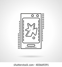 Smartphone with abstract action video sign. V-blog. Digital technology. Vector icon flat thin line style